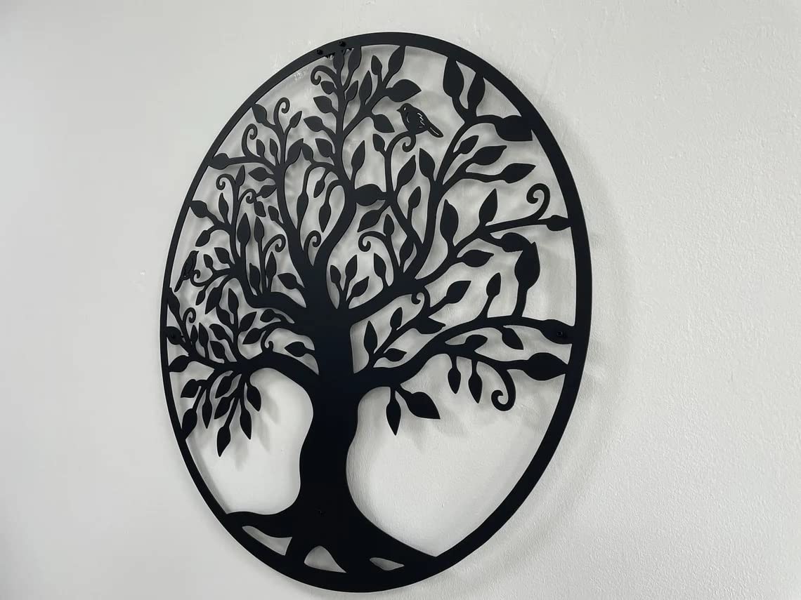 Metal Wall Art - Tree Of Life - Family Tree Metal Wall Decor Home Office Decoration Bedroom Living Room Decor (17''W X 78''H / 4